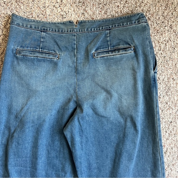 Enza Costa Jeans Light Wash Soft Denim Everywhere Pant Pleated Wide Leg US 12 - Picture 9 of 10